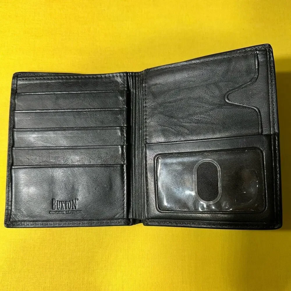 Buxton Genuine Leather Bifold Wallet Men’s Brown Organizer ID Window